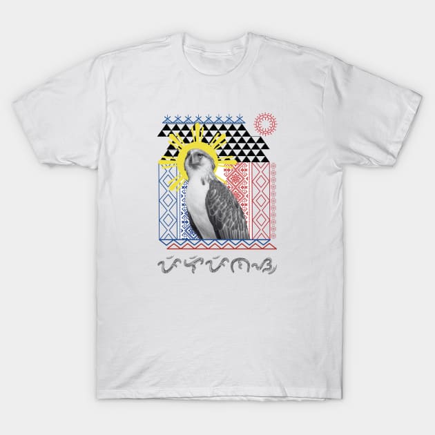 Philippine Eagle / Baybayin word Pilipinas (Philippines) T-Shirt by Pirma Pinas